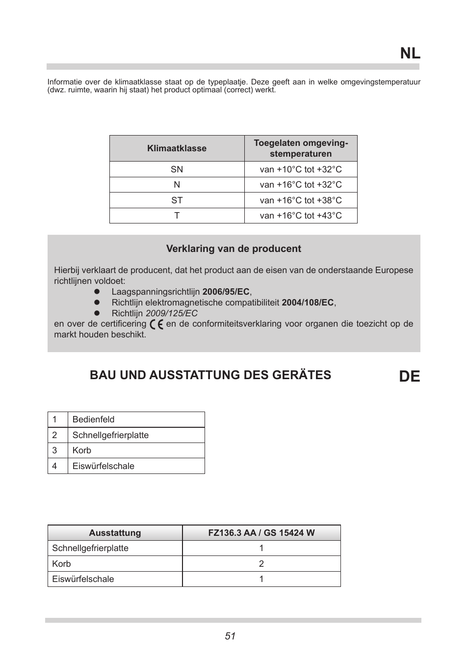 Bau und ausstattung des gerätes | AMICA GS 15424 W DE User Manual | Page 51 / 60