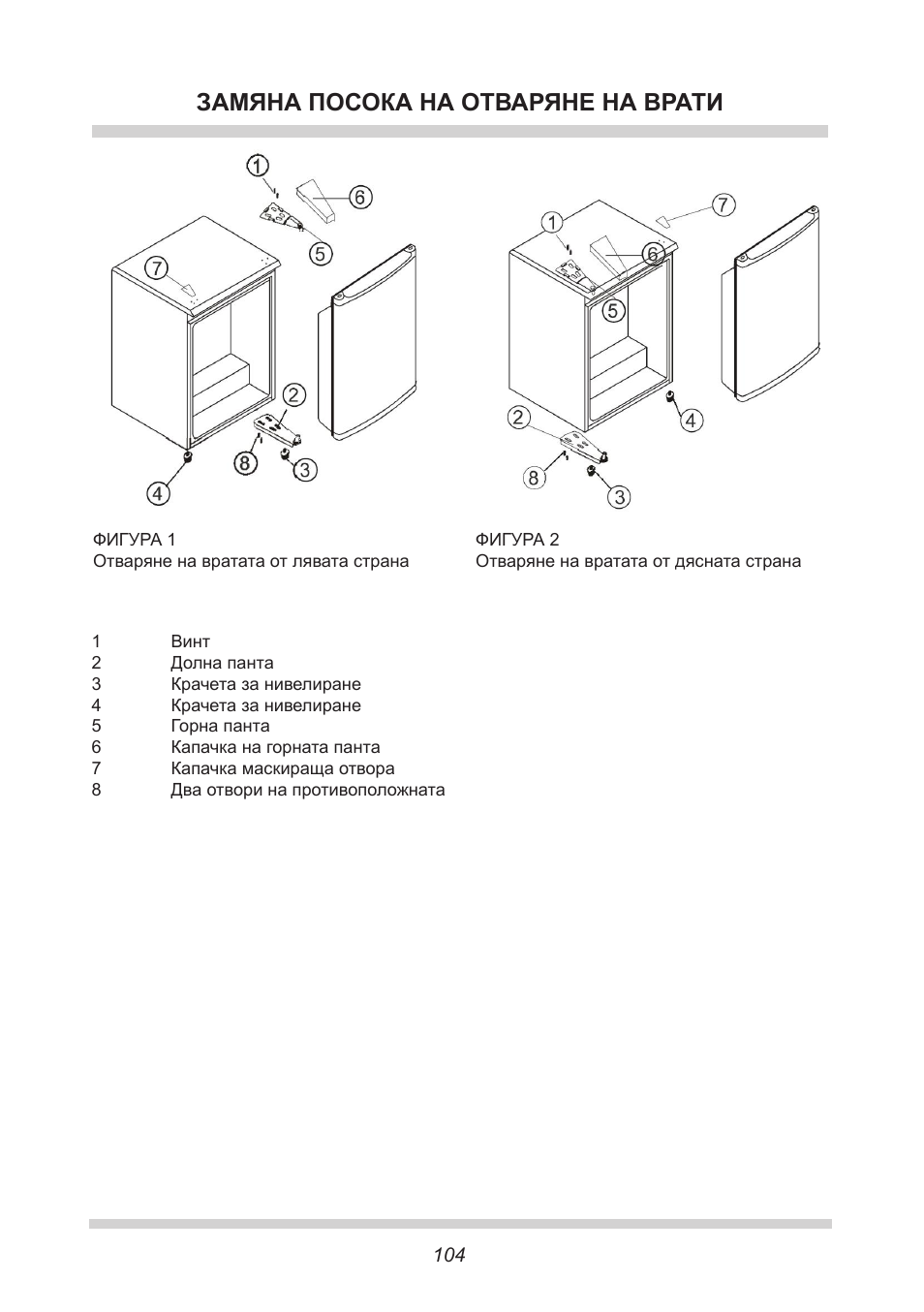 Замяна посока на отваряне на врати | AMICA GB 15341 W DE User Manual | Page 104 / 190