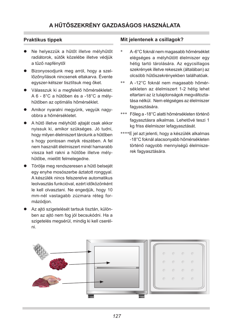 A hűtőszekrény gazdaságos használata | AMICA GB 15341 W DE User Manual | Page 127 / 190