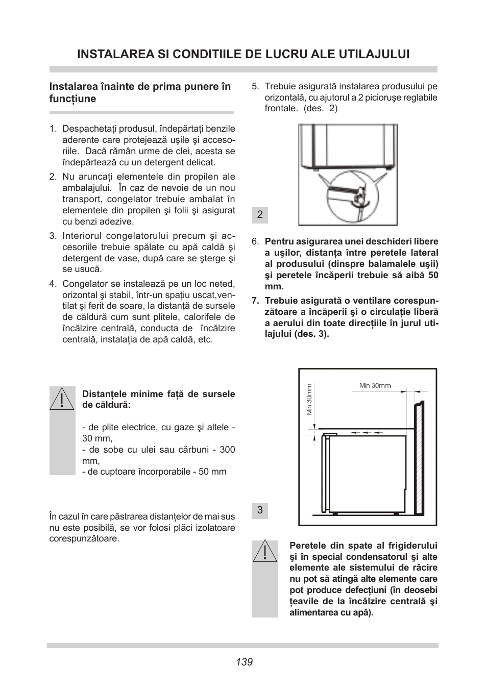 Instalarea si conditiile de lucru ale utilajului | AMICA GB 15341 W DE User Manual | Page 139 / 190