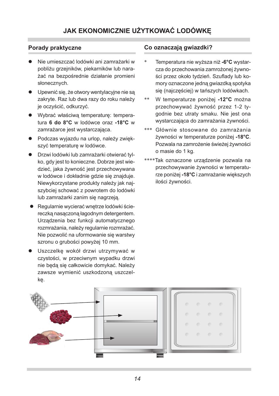 Jak ekonomicznie użytkować lodówkę | AMICA GB 15341 W DE User Manual | Page 14 / 190