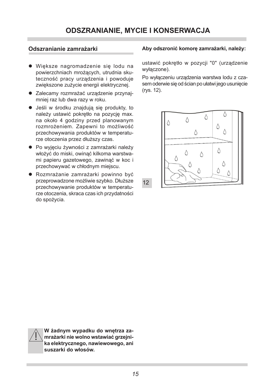 Odszranianie, mycie i konserwacja | AMICA GB 15341 W DE User Manual | Page 15 / 190