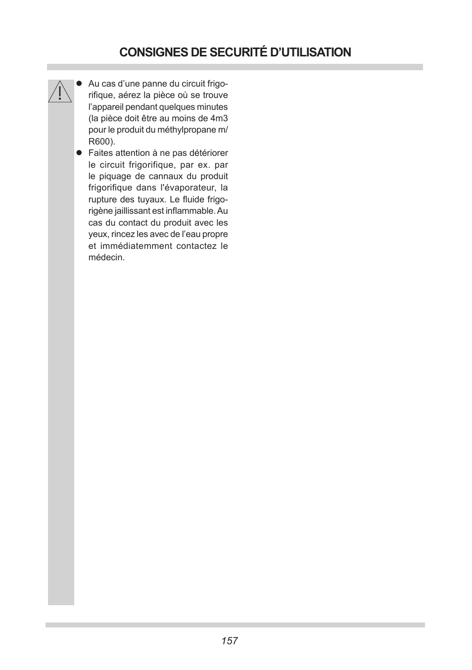 Consignes de securité d’utilisation | AMICA GB 15341 W DE User Manual | Page 157 / 190