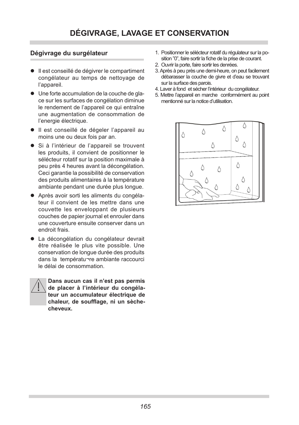 Dégivrage, lavage et conservation | AMICA GB 15341 W DE User Manual | Page 165 / 190