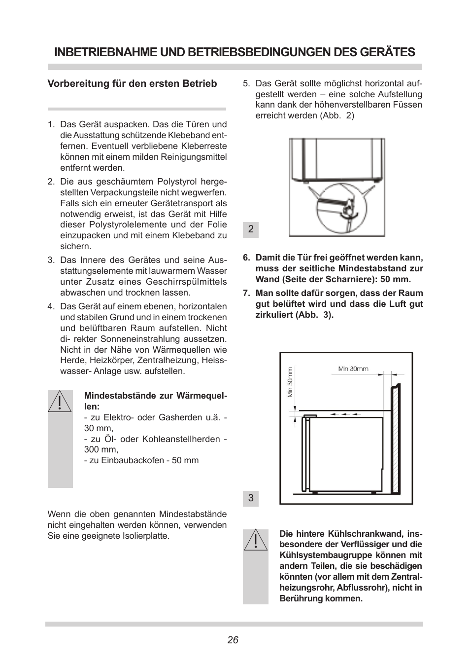 Inbetriebnahme und betriebsbedingungen des gerätes | AMICA GB 15341 W DE User Manual | Page 26 / 190