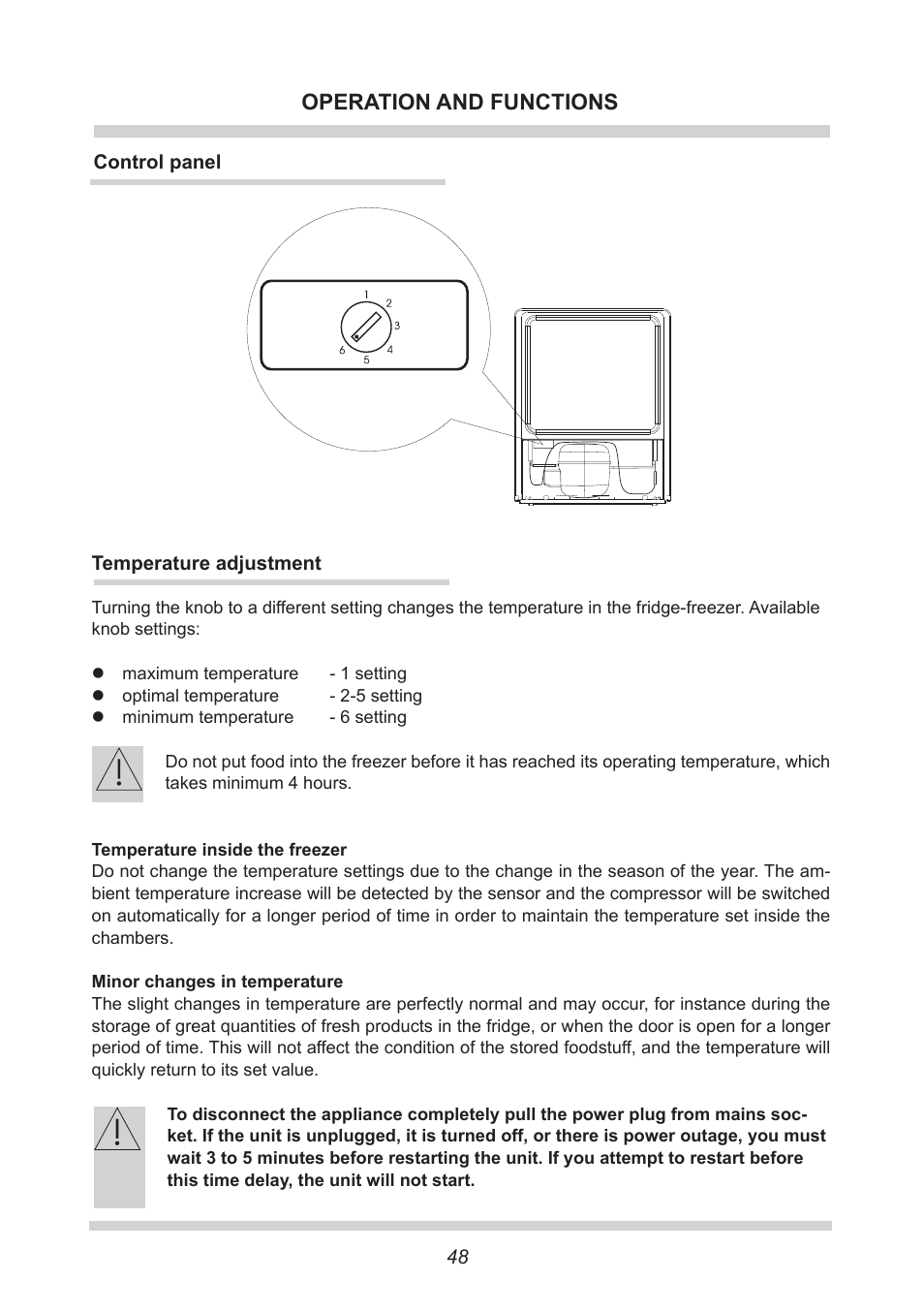 Operation and functions | AMICA GB 15341 W DE User Manual | Page 48 / 190