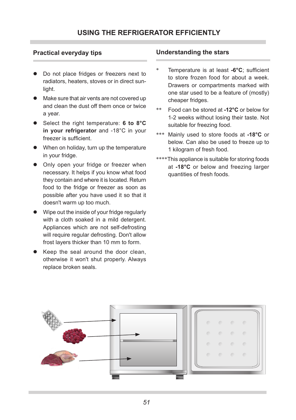 Using the refrigerator efficiently | AMICA GB 15341 W DE User Manual | Page 51 / 190