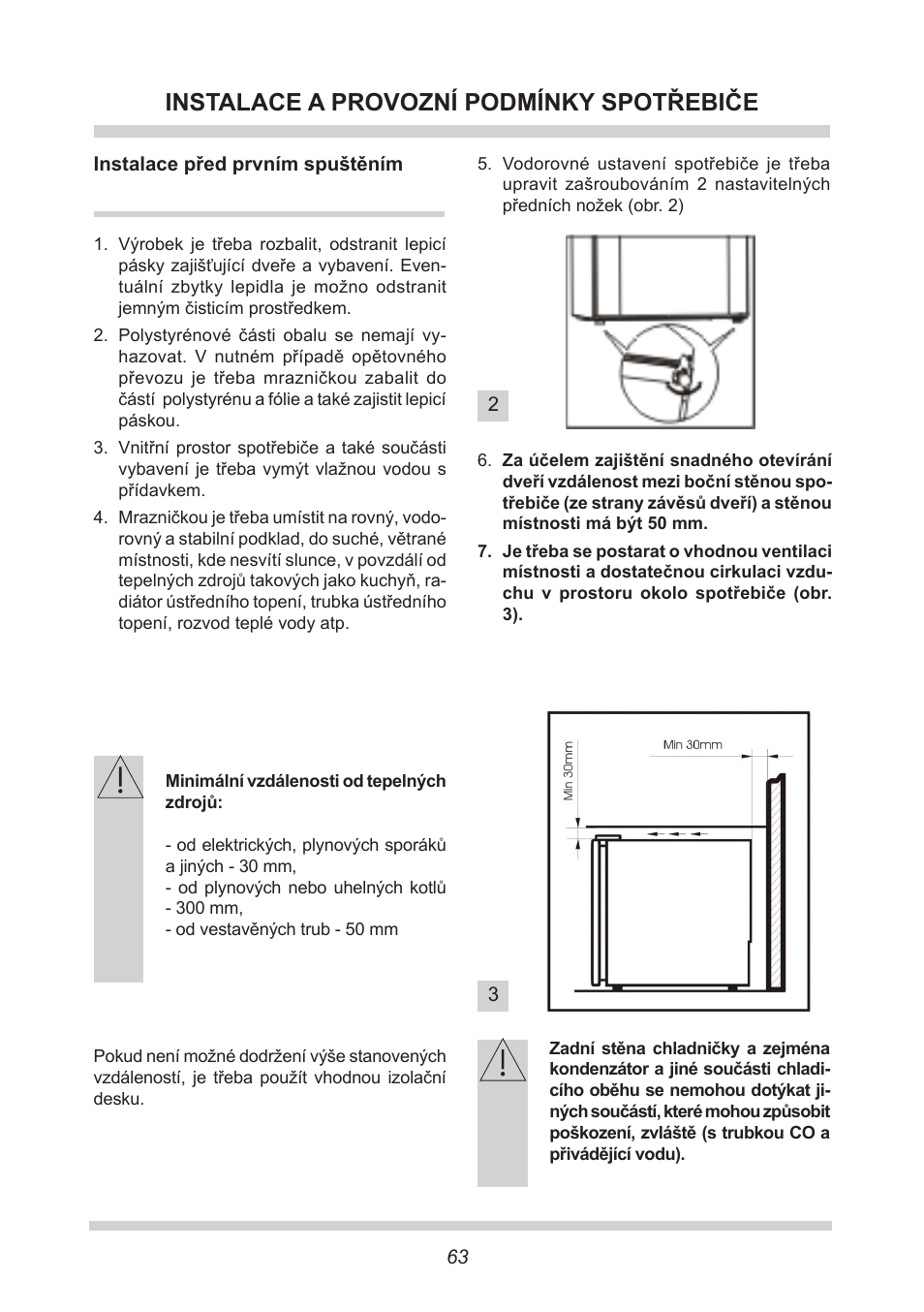 Instalace a provozní podmínky spotřebiče | AMICA GB 15341 W DE User Manual | Page 63 / 190