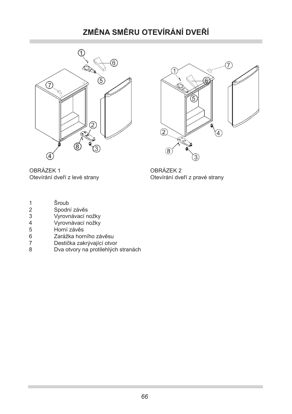 Změna směru otevírání dveří | AMICA GB 15341 W DE User Manual | Page 66 / 190