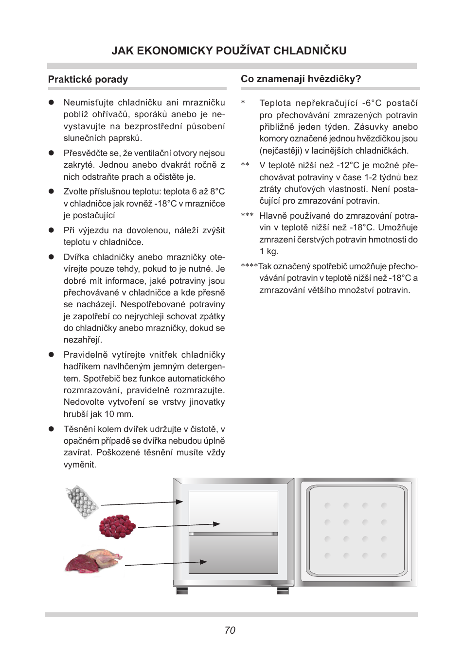 Jak ekonomicky používat chladničku | AMICA GB 15341 W DE User Manual | Page 70 / 190