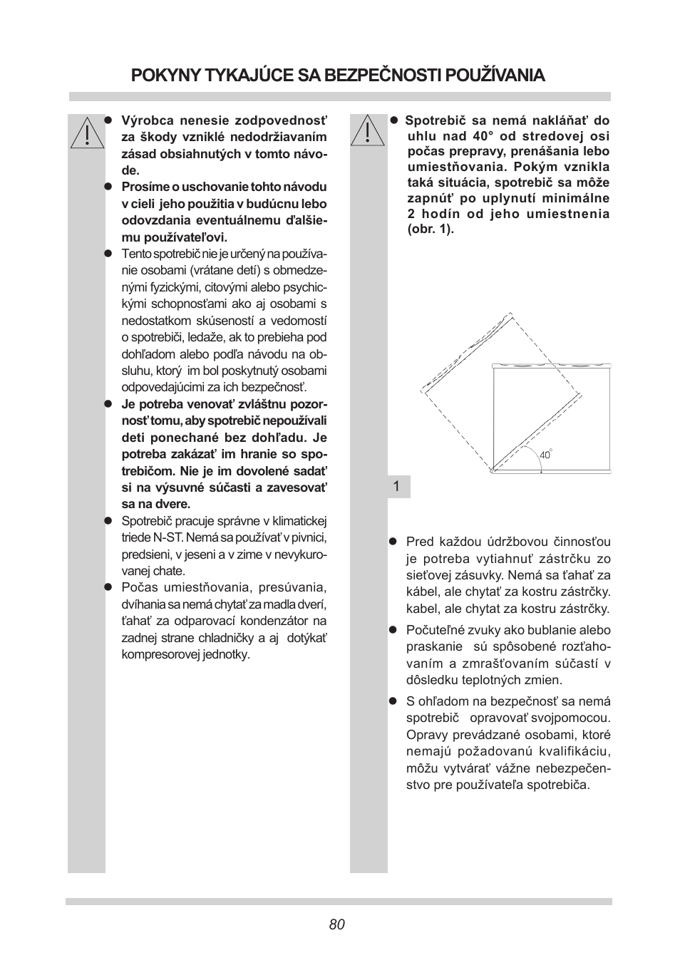 Pokyny tykajúce sa bezpečnosti používania | AMICA GB 15341 W DE User Manual | Page 80 / 190