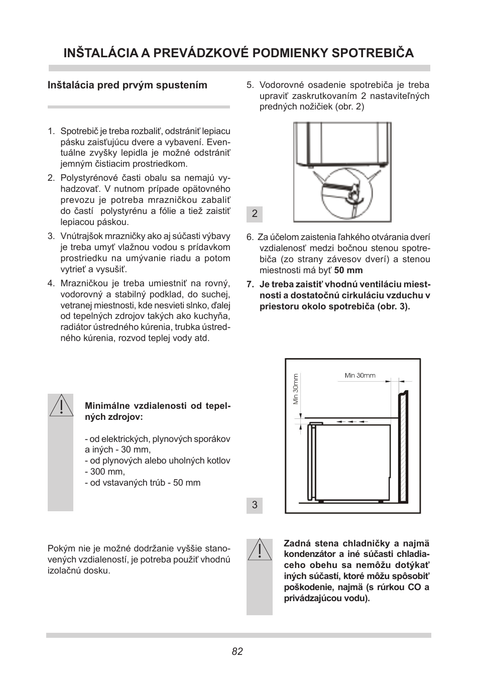 Inštalácia a prevádzkové podmienky spotrebiča | AMICA GB 15341 W DE User Manual | Page 82 / 190