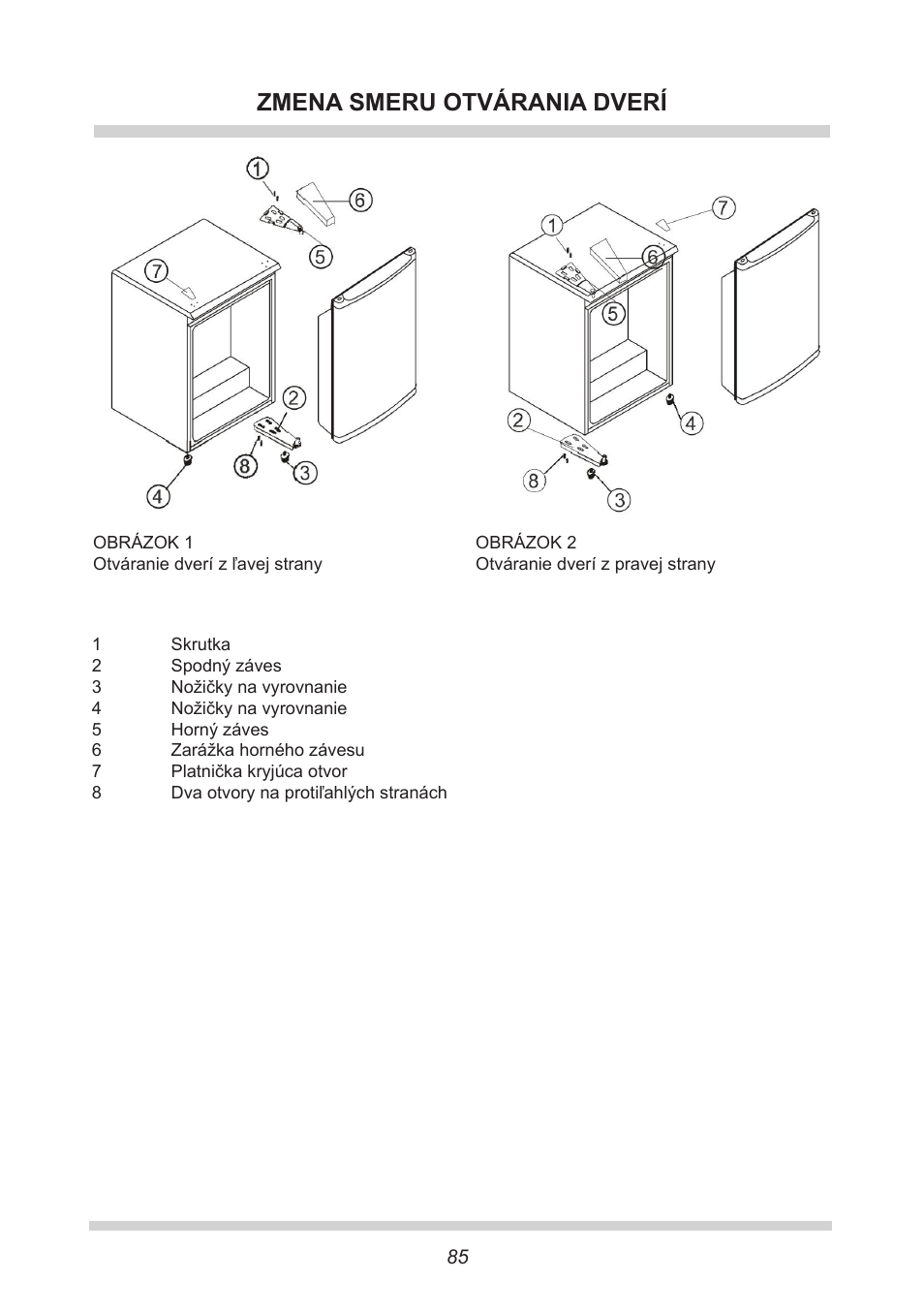 Zmena smeru otvárania dverí | AMICA GB 15341 W DE User Manual | Page 85 / 190