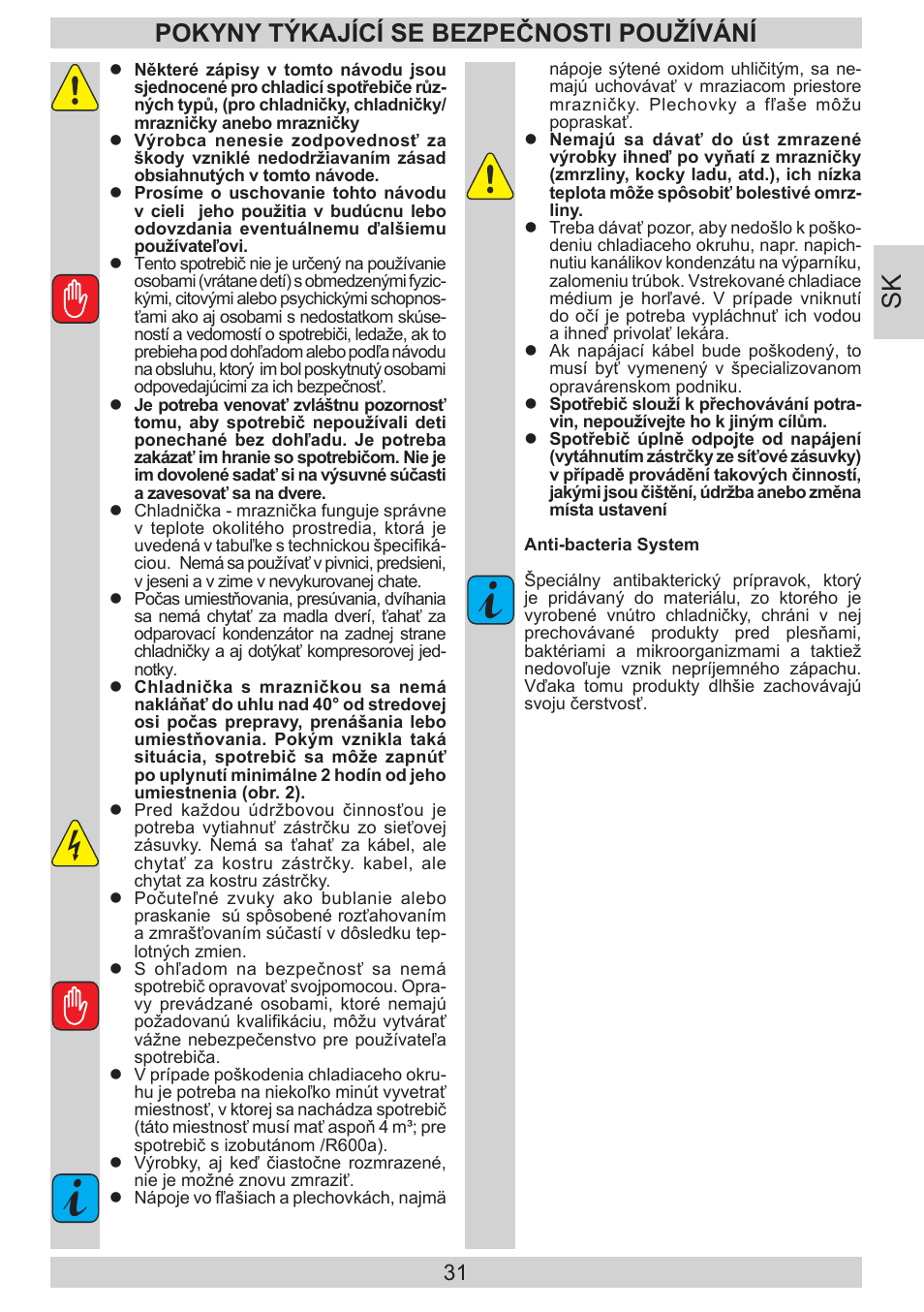 Pokyny týkající se bezpečnosti používání | AMICA EKGC 16187 DE User Manual | Page 31 / 84