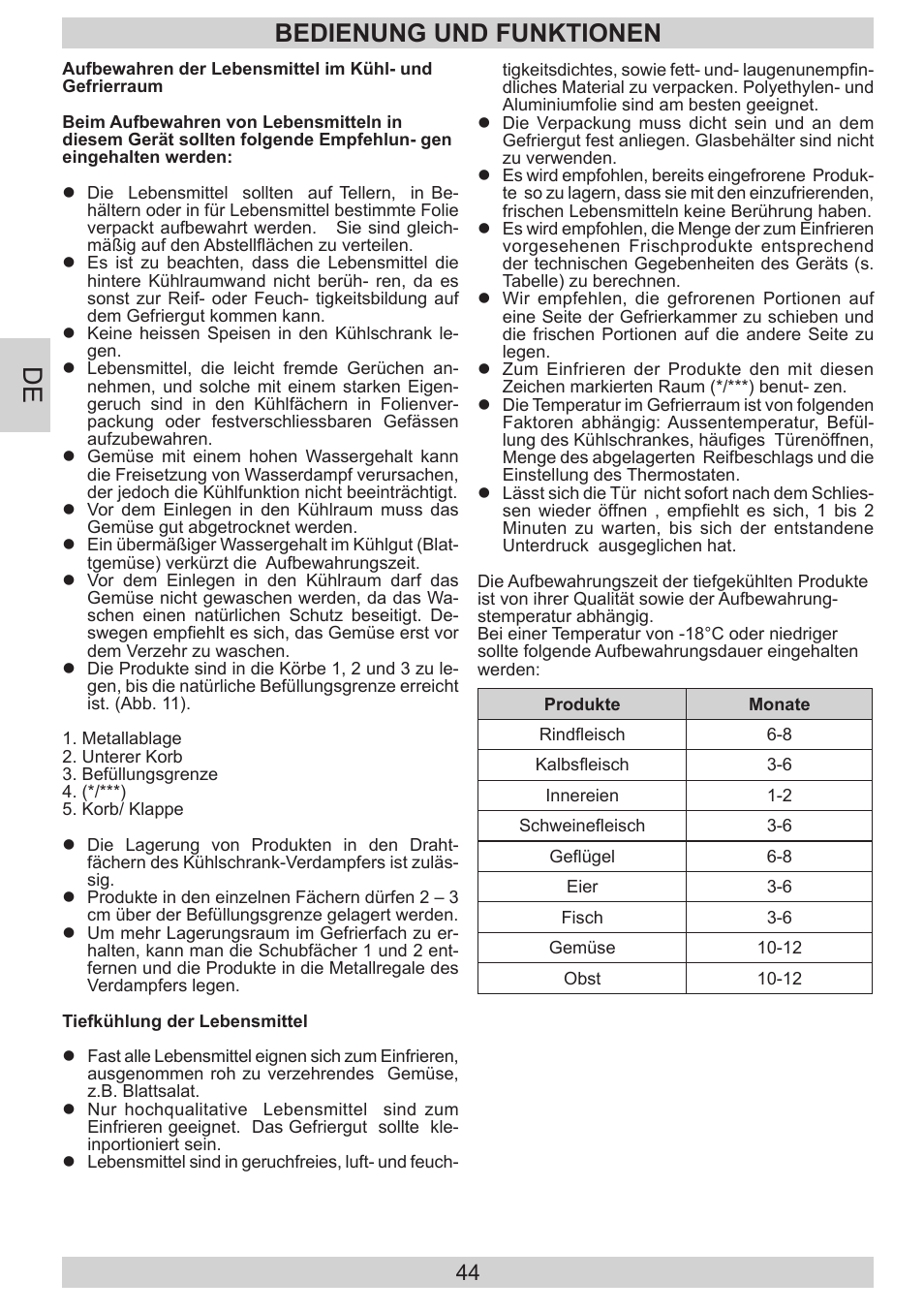 Bedienung und funktionen | AMICA EKGC 16187 DE User Manual | Page 44 / 84