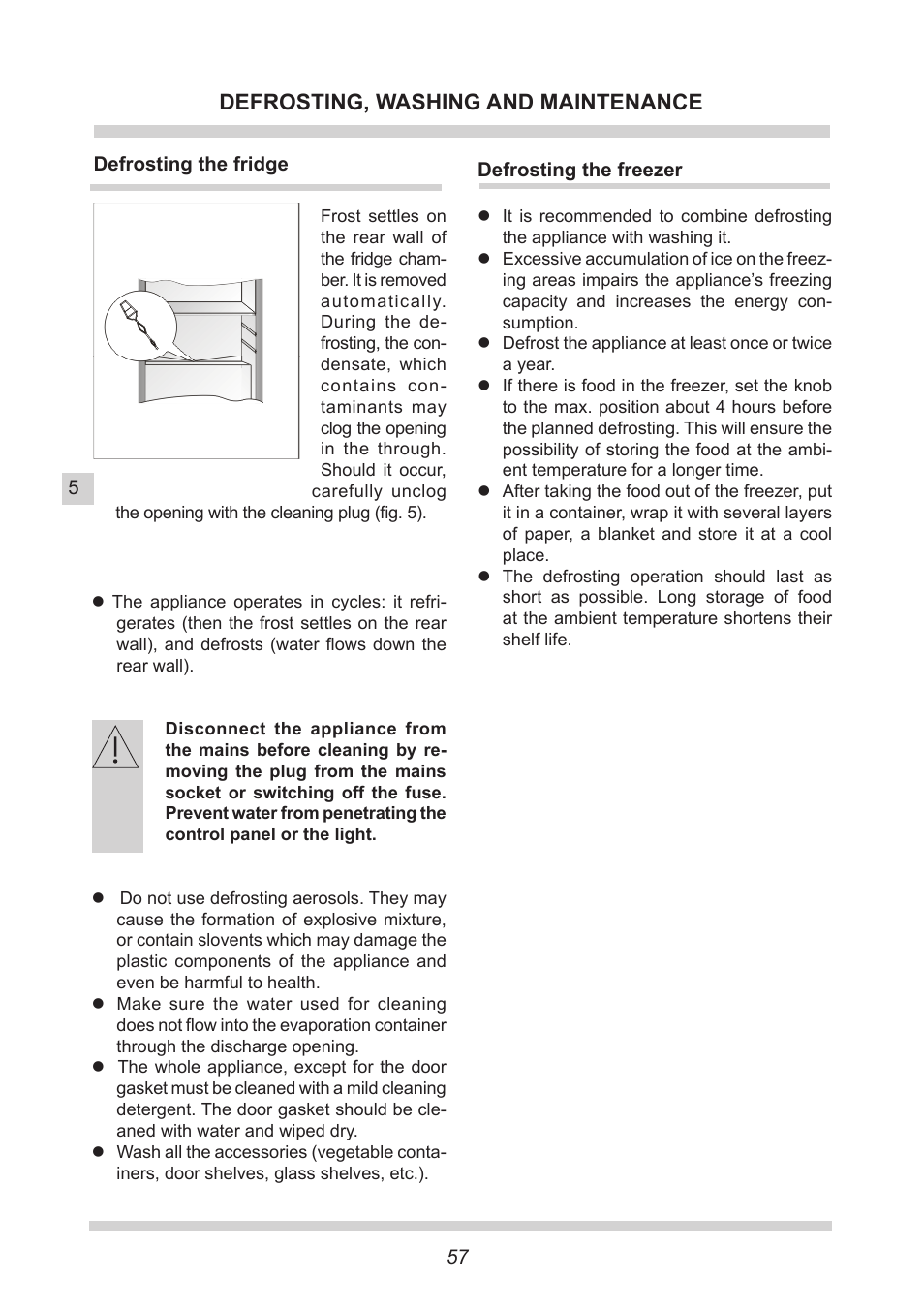 Defrosting, washing and maintenance | AMICA EKGC 16167 DE User Manual | Page 57 / 172