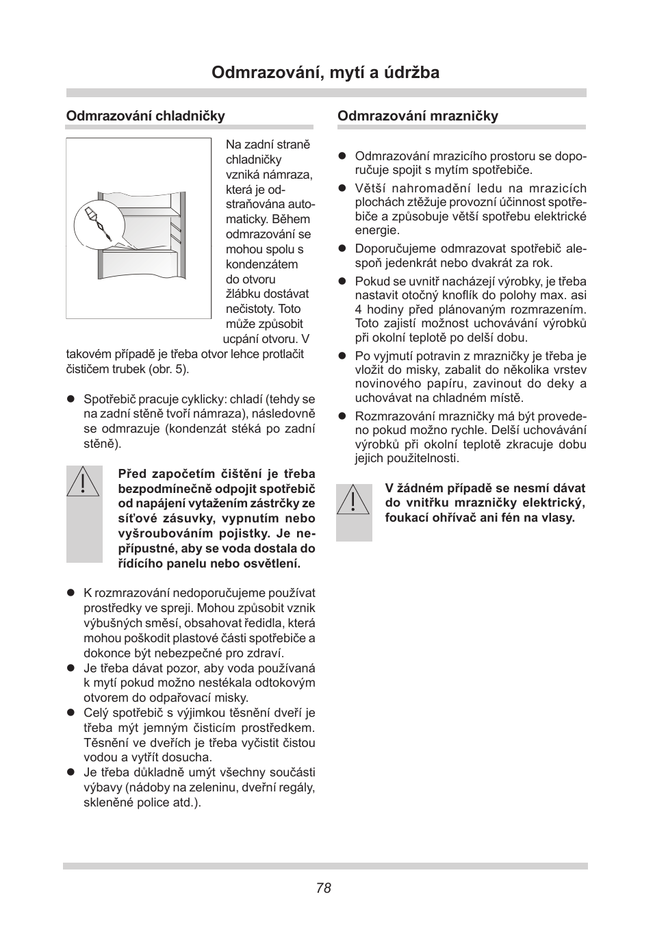 Odmrazování, mytí a údržba | AMICA EKGC 16167 DE User Manual | Page 78 / 172