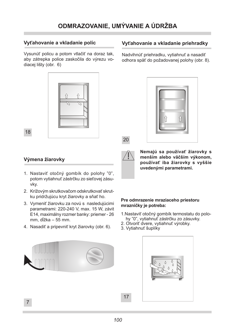 Odmrazovanie, umývanie a údržba | AMICA EKGC 16166 DE User Manual | Page 100 / 172