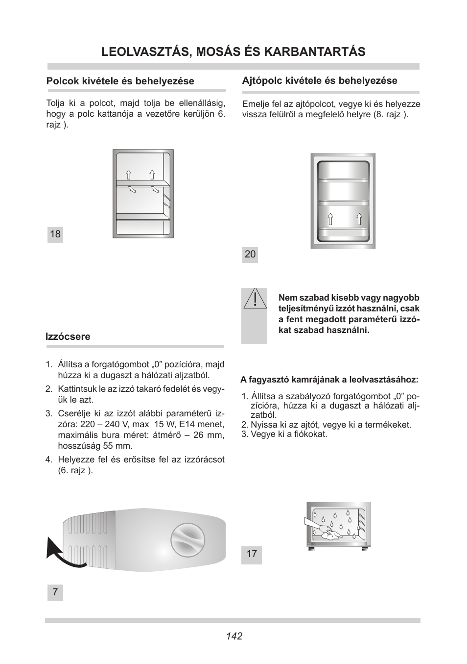 Leolvasztás, mosás és karbantartás | AMICA EKGC 16166 DE User Manual | Page 142 / 172