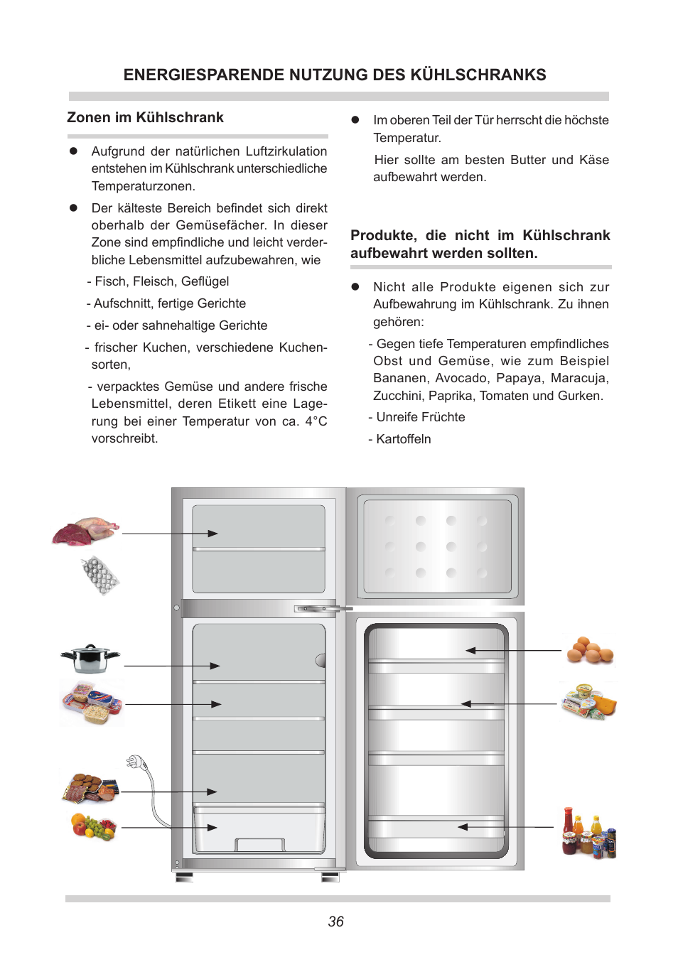 Energiesparende nutzung des kühlschranks | AMICA EKGC 16166 DE User Manual | Page 36 / 172