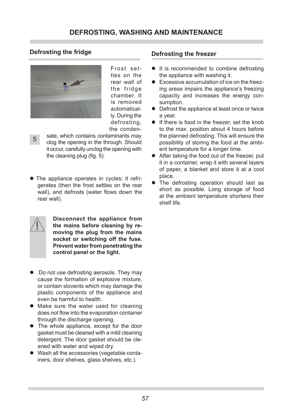 Defrosting, washing and maintenance | AMICA EKGC 16166 DE User Manual | Page 57 / 172