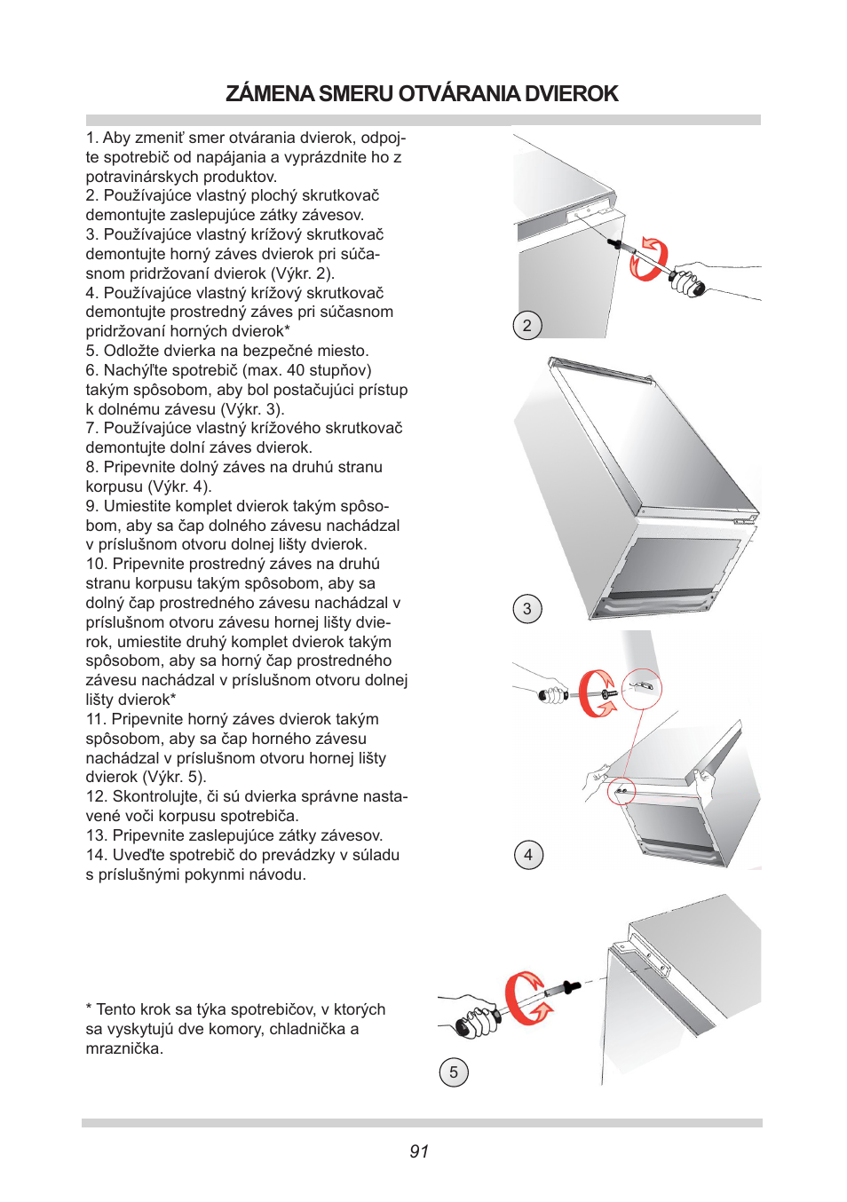 Zámena smeru otvárania dvierok | AMICA EKGC 16166 DE User Manual | Page 91 / 172