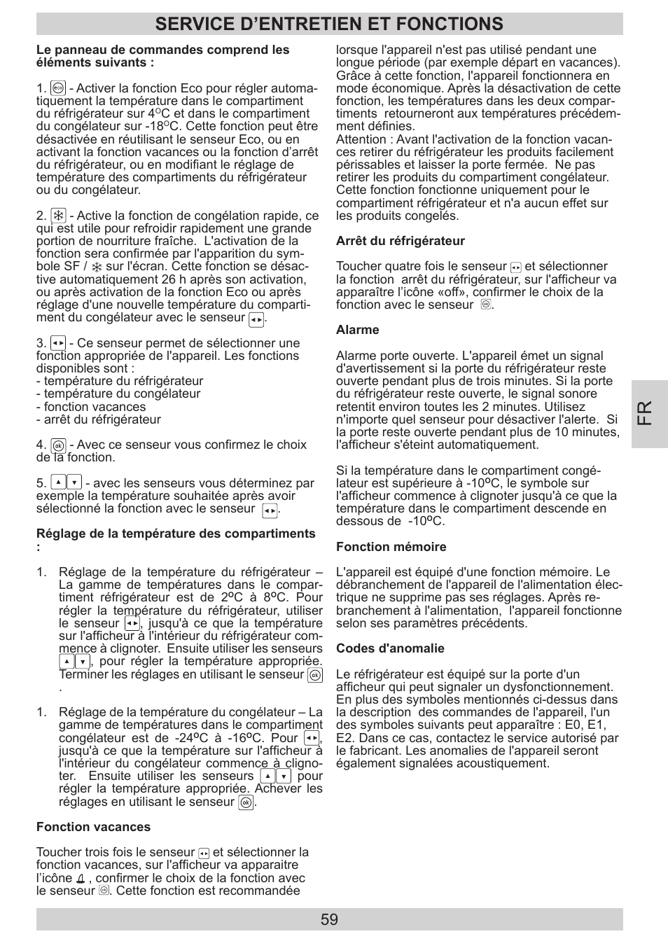 Service d’entretien et fonctions | AMICA KGC 15800 E DE User Manual | Page 59 / 80