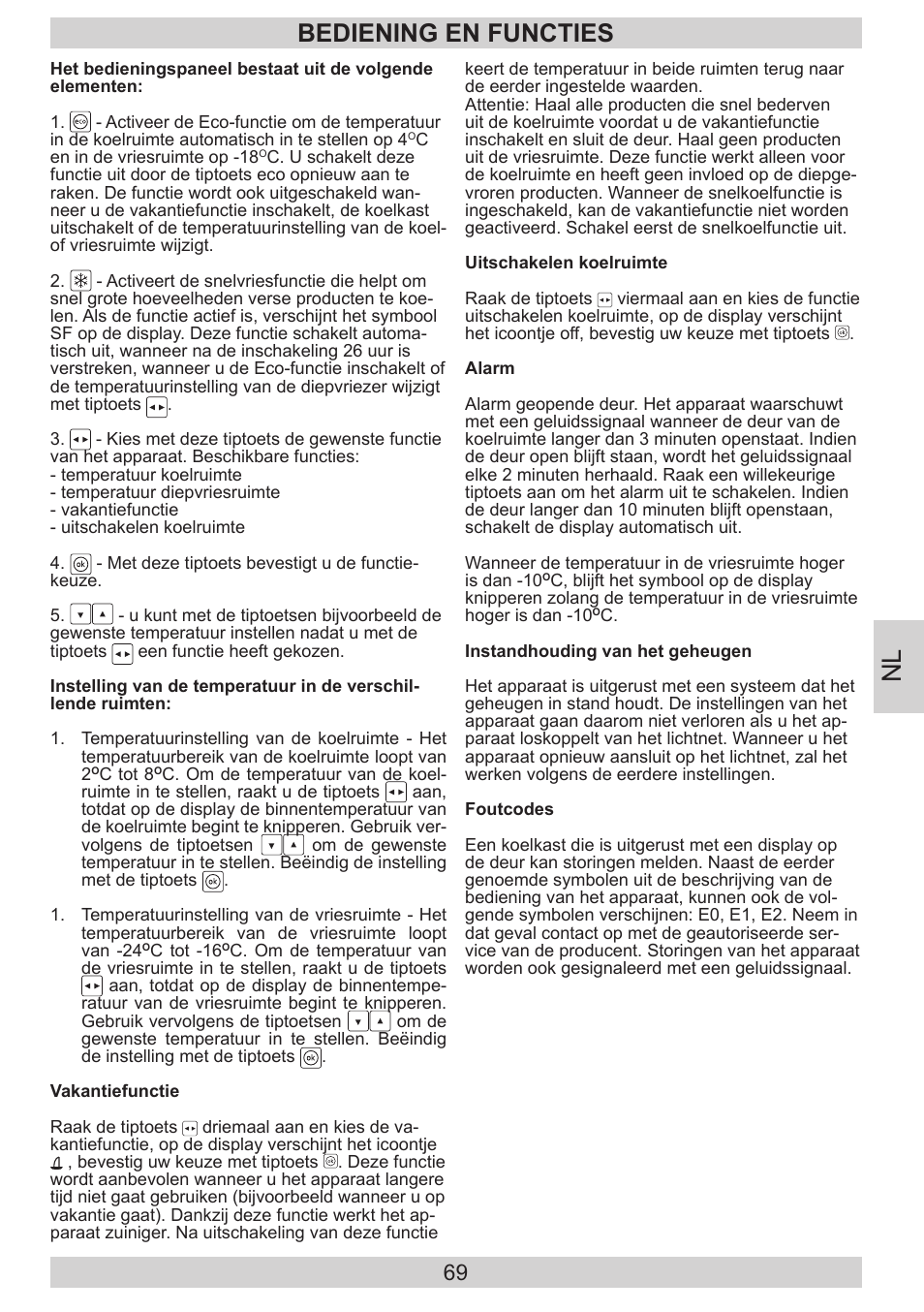 Bediening en functies | AMICA KGC 15800 E DE User Manual | Page 69 / 80