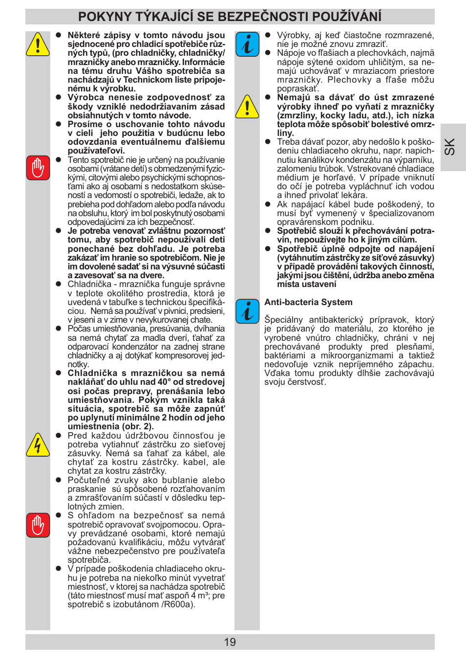 Pokyny týkající se bezpečnosti používání | AMICA KGC 15530 WG DE User Manual | Page 19 / 72