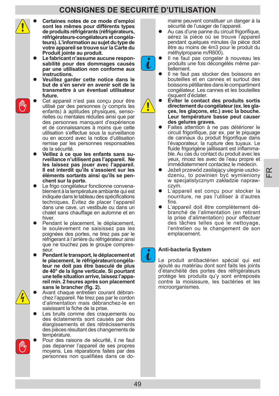 Consignes de securité d’utilisation | AMICA KGC 15530 WG DE User Manual | Page 49 / 72