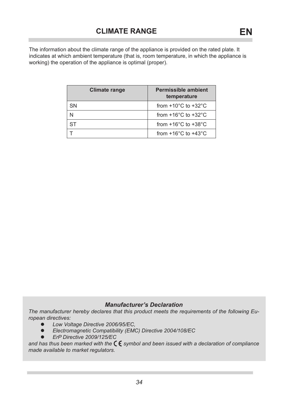 Climate range | AMICA KGC 15433 W DE User Manual | Page 34 / 64