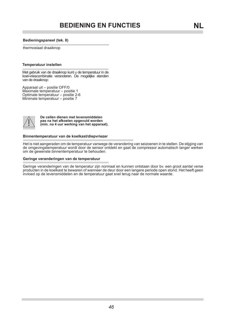 Bediening en functies | AMICA KGC 15433 W DE User Manual | Page 46 / 64