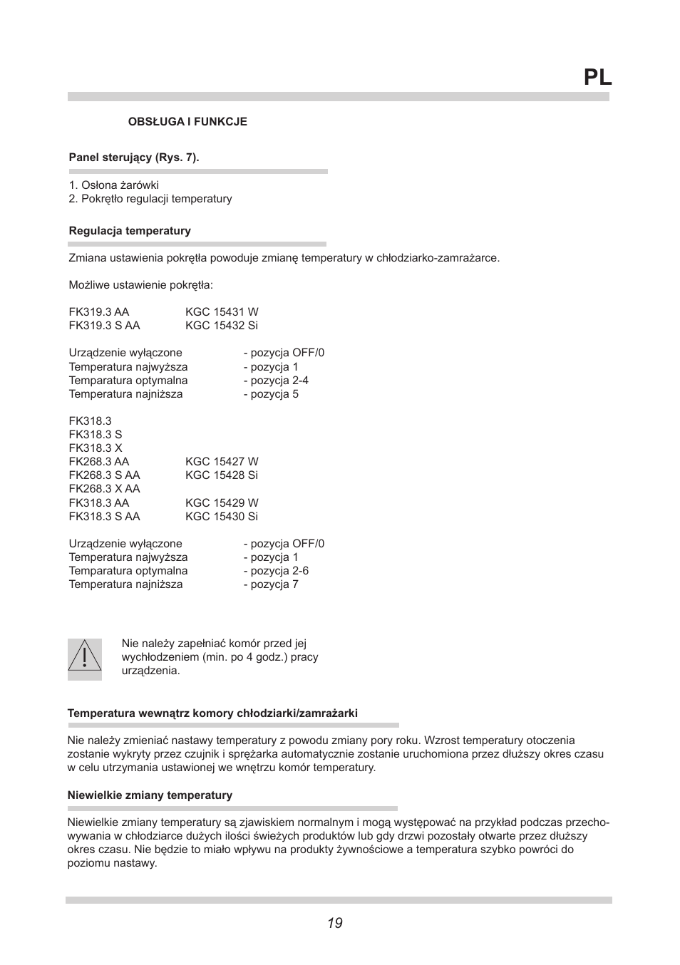 AMICA KGC 15427 W DE User Manual | Page 19 / 76