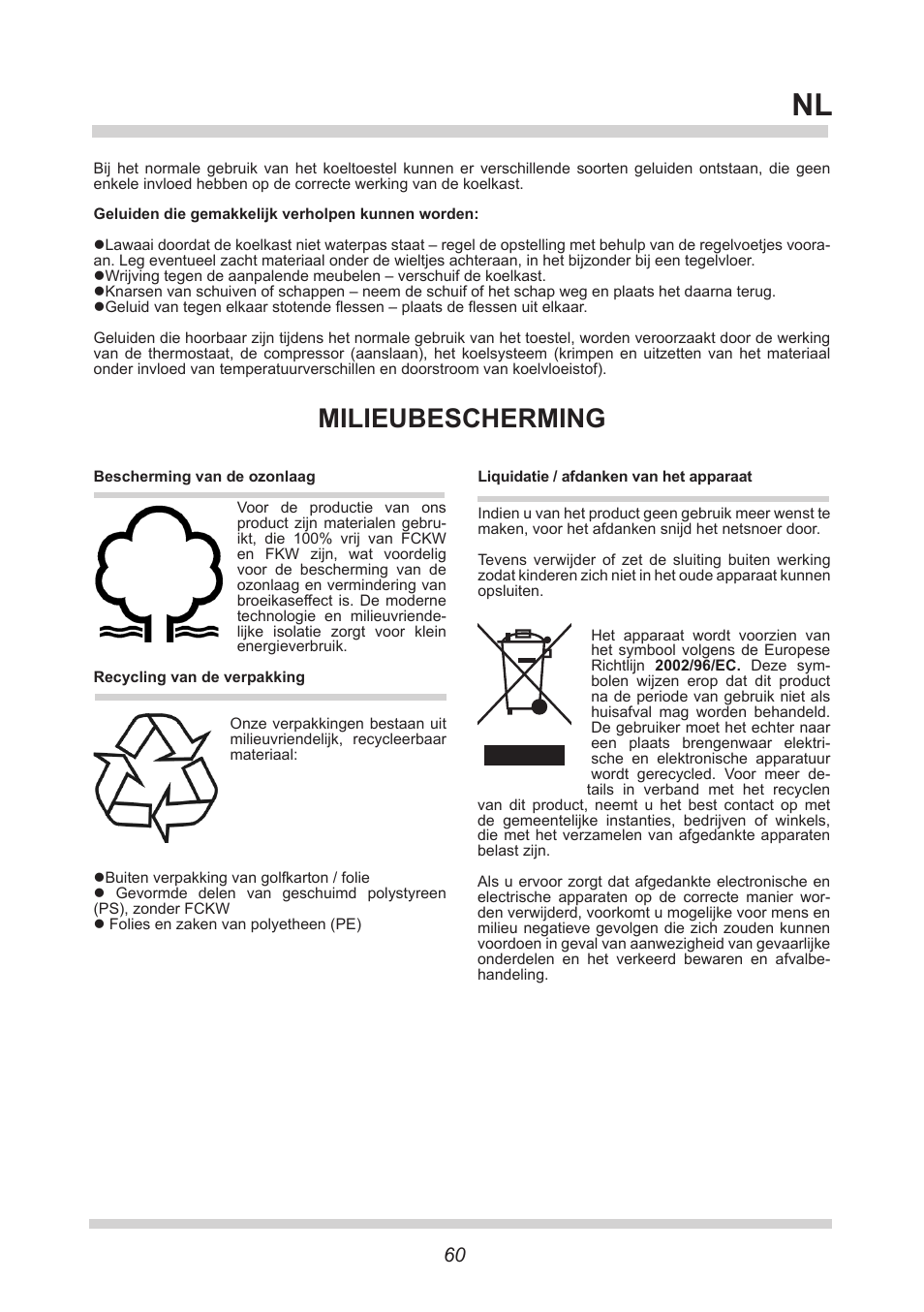 Milieubescherming | AMICA KGC 15427 W DE User Manual | Page 60 / 76