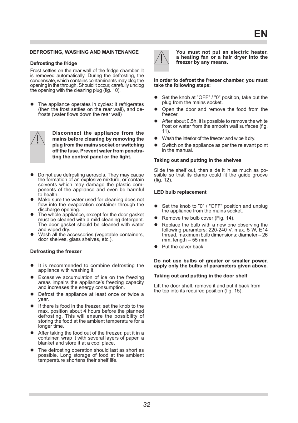 AMICA KGC 15425 W DE User Manual | Page 32 / 66