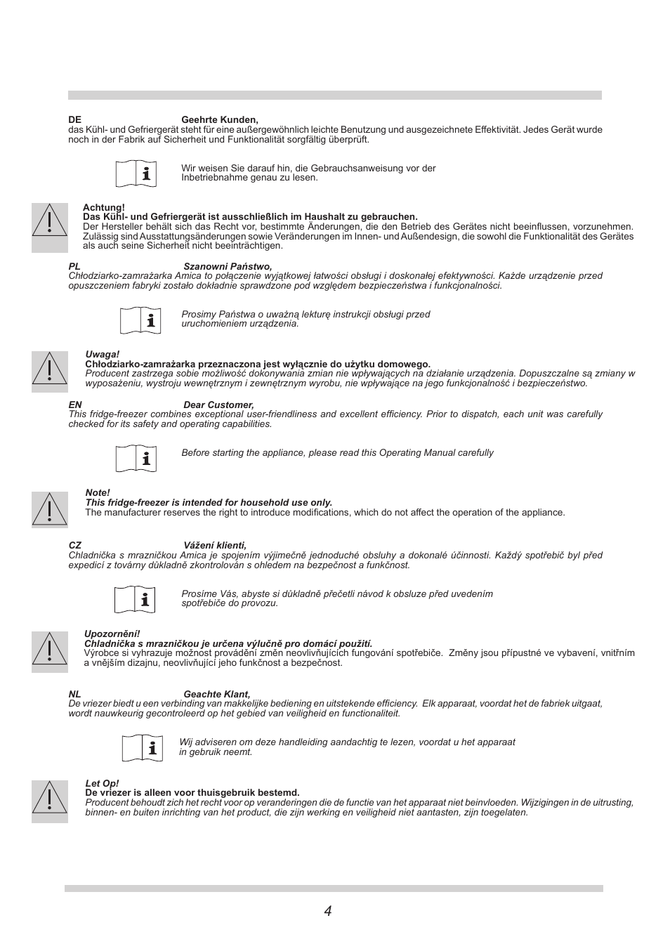 AMICA KGC 15425 W DE User Manual | Page 4 / 66