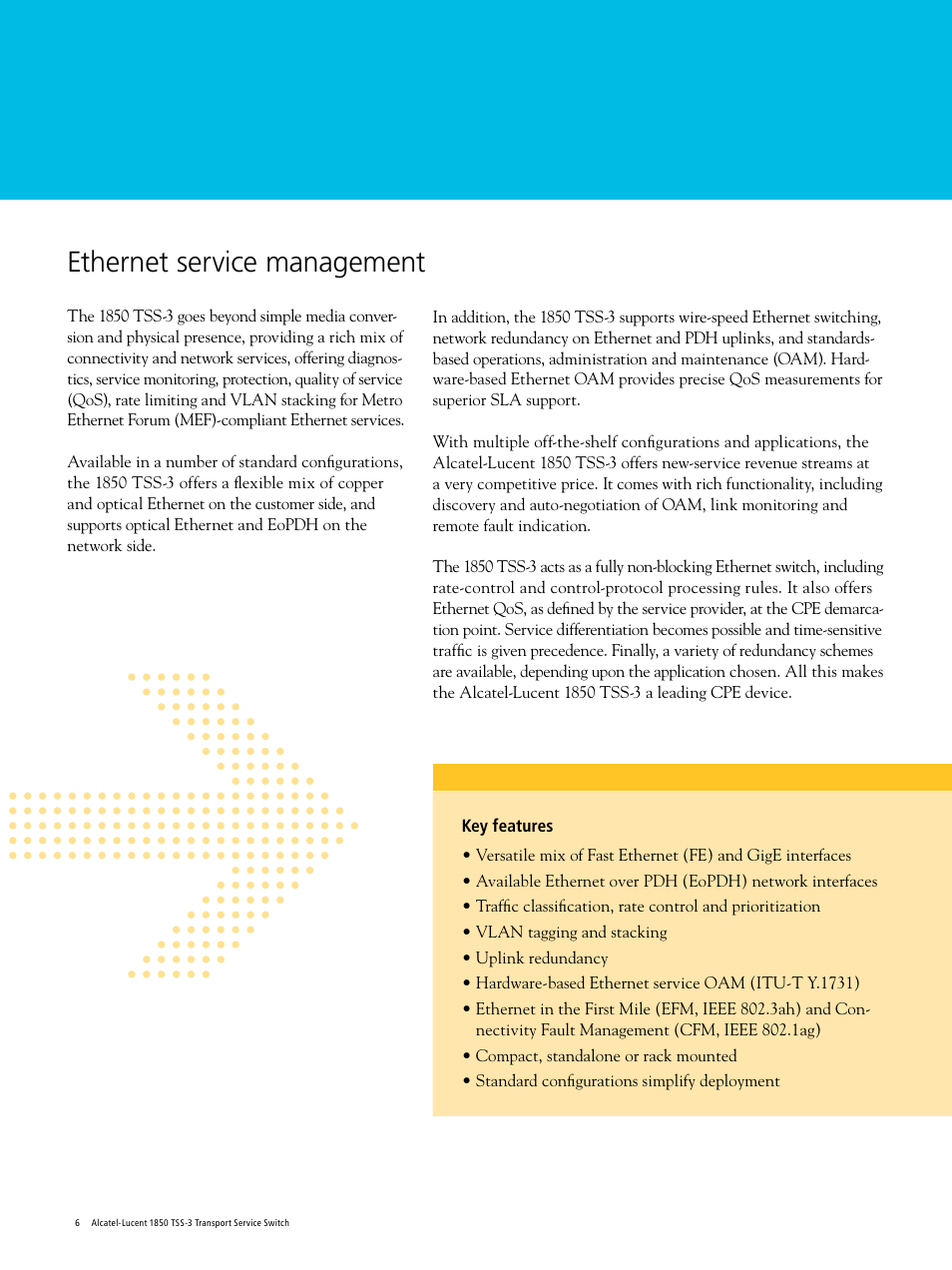 Ethernet service management | Alcatel-Lucent 1850 TSS-3 User Manual | Page 6 / 8