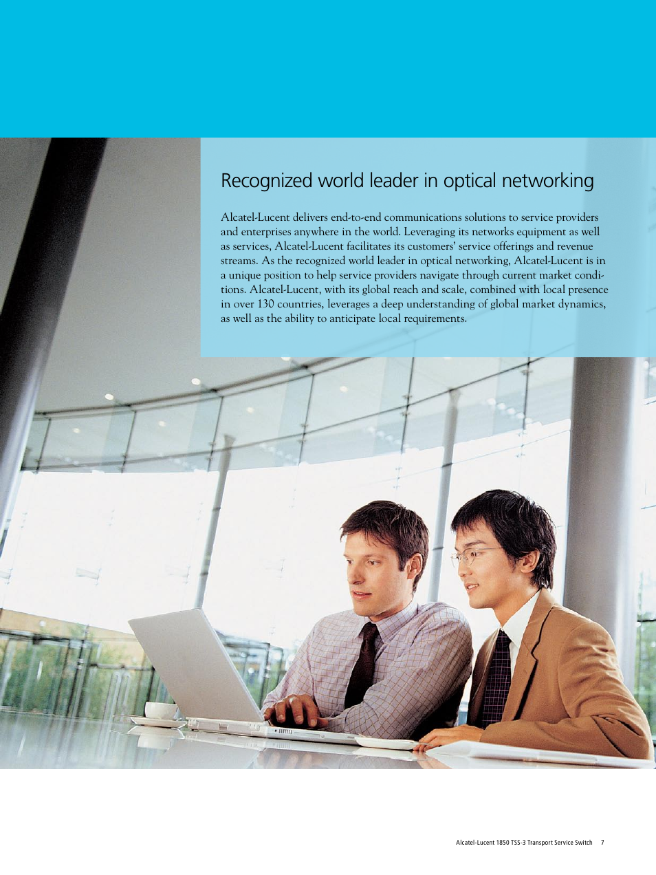 Recognized world leader in optical networking | Alcatel-Lucent 1850 TSS-3 User Manual | Page 7 / 8
