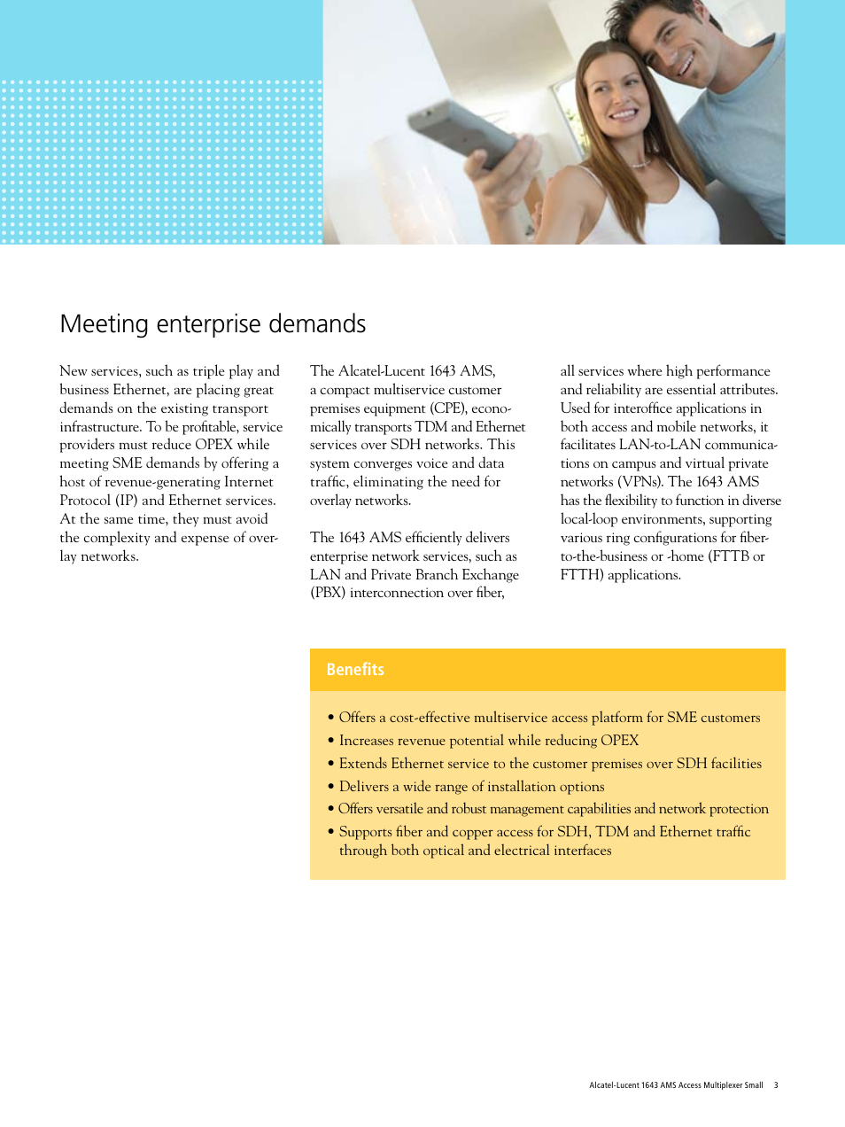 Meeting enterprise demands | Alcatel-Lucent 1643 AMS User Manual | Page 3 / 8