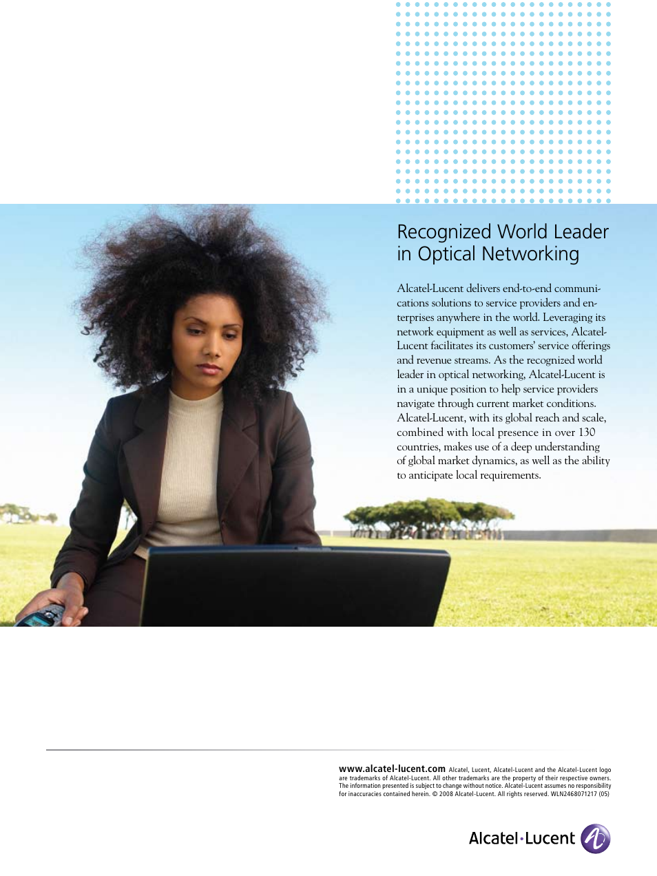 Recognized world leader in optical networking | Alcatel-Lucent 1643 AMS User Manual | Page 8 / 8
