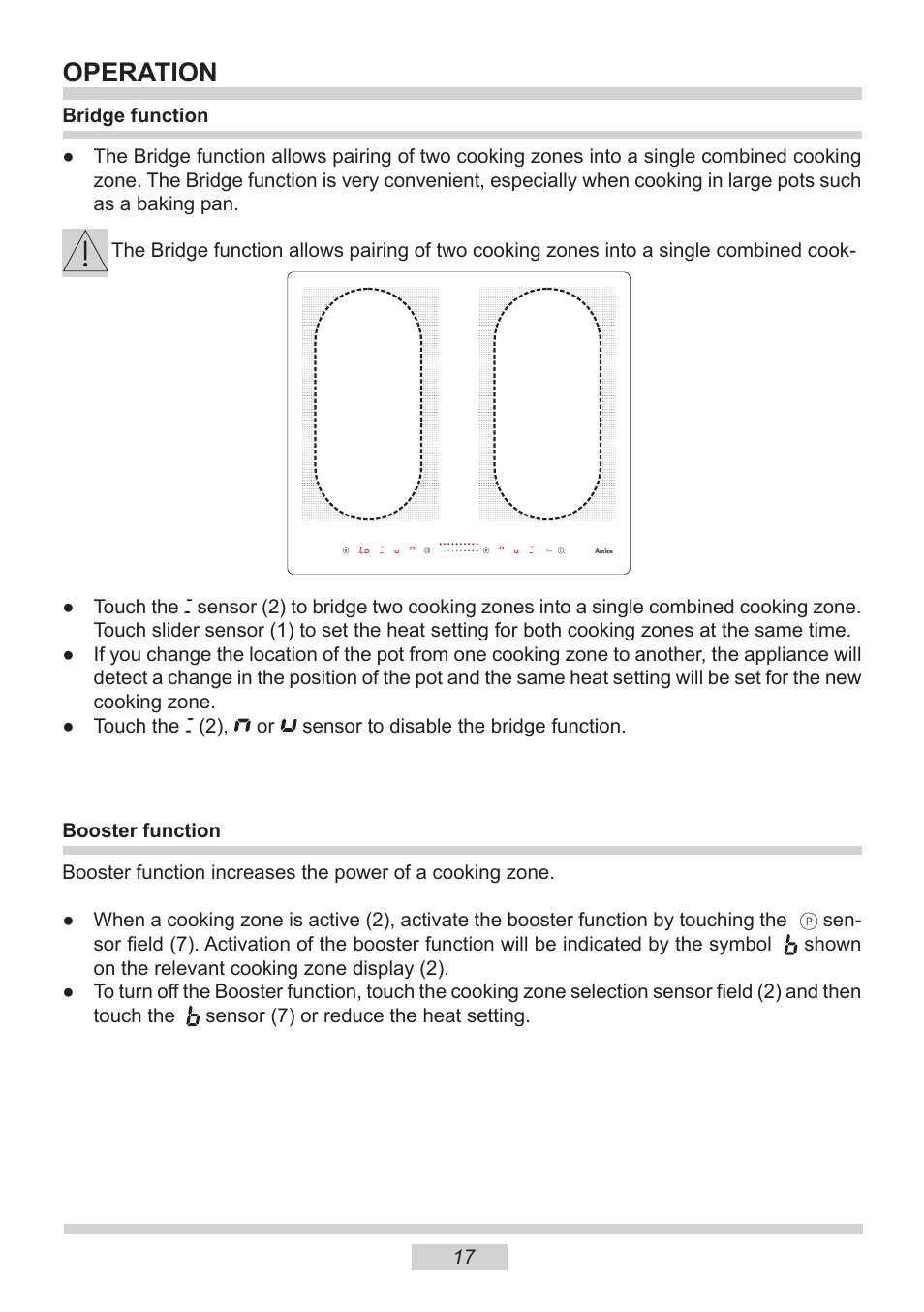 Operation | AMICA PI6514TFD EN User Manual | Page 17 / 28