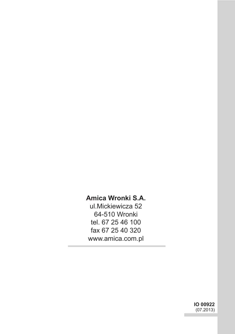 AMICA PI6514TFD EN User Manual | Page 28 / 28
