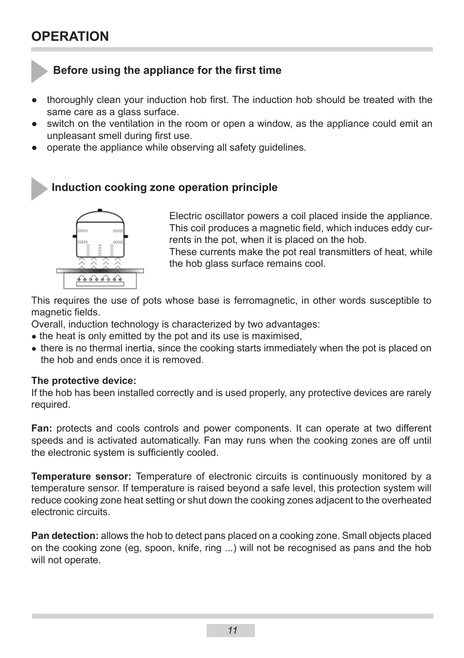 Operation | AMICA PI6513TBD EN User Manual | Page 11 / 50