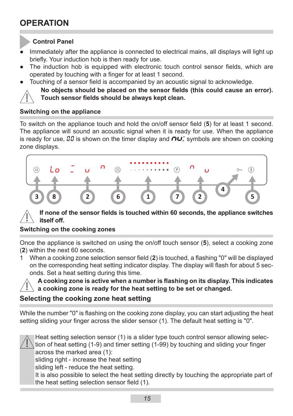 Operation | AMICA PI6513TBD EN User Manual | Page 15 / 50