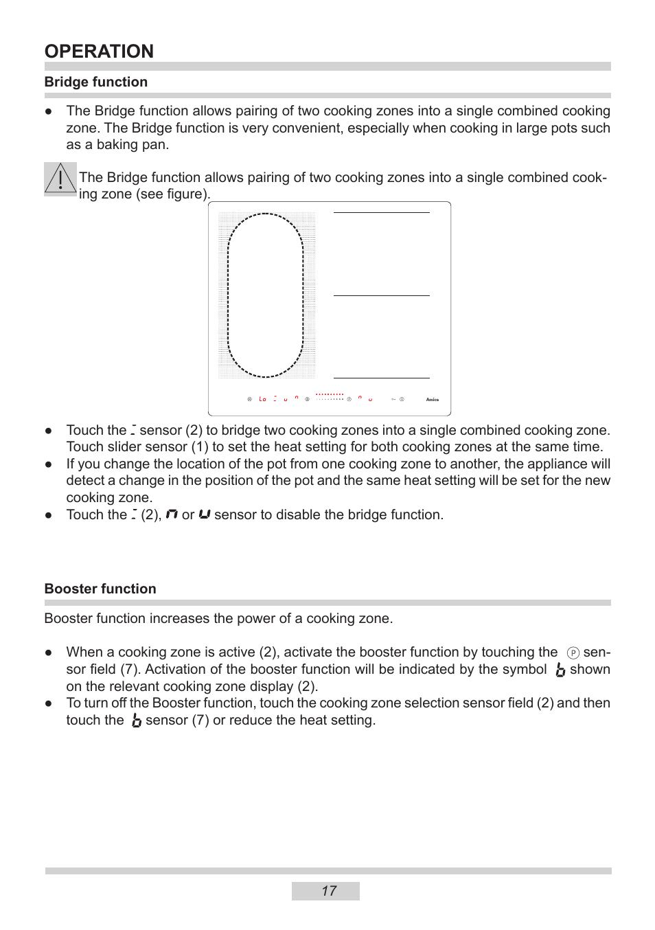 Operation | AMICA PI6513TBD EN User Manual | Page 17 / 50