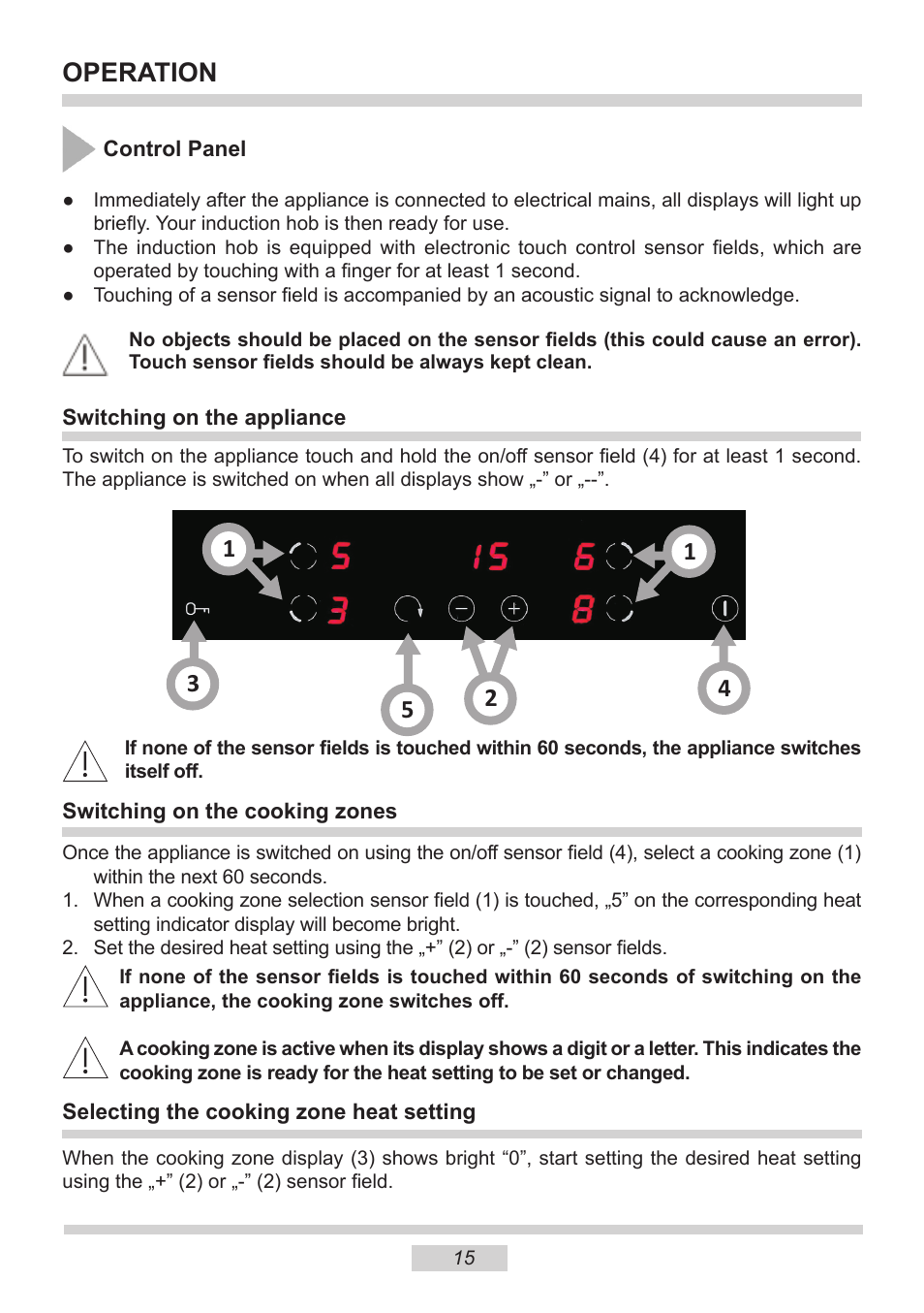 Operation | AMICA KMI 13298 C EN User Manual | Page 15 / 48