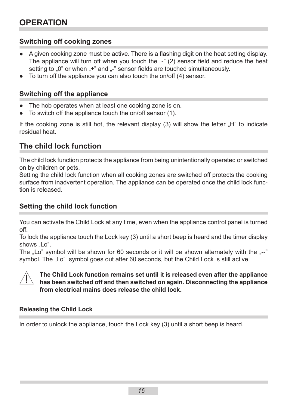 Operation | AMICA KMI 13298 C EN User Manual | Page 16 / 48