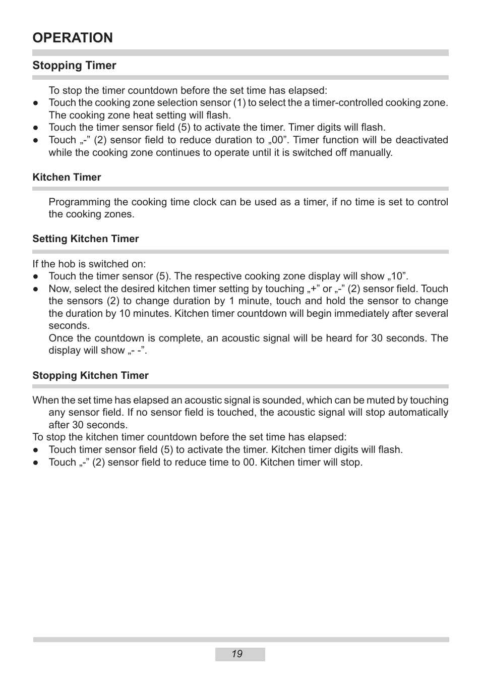 Operation | AMICA KMI 13298 C EN User Manual | Page 19 / 48