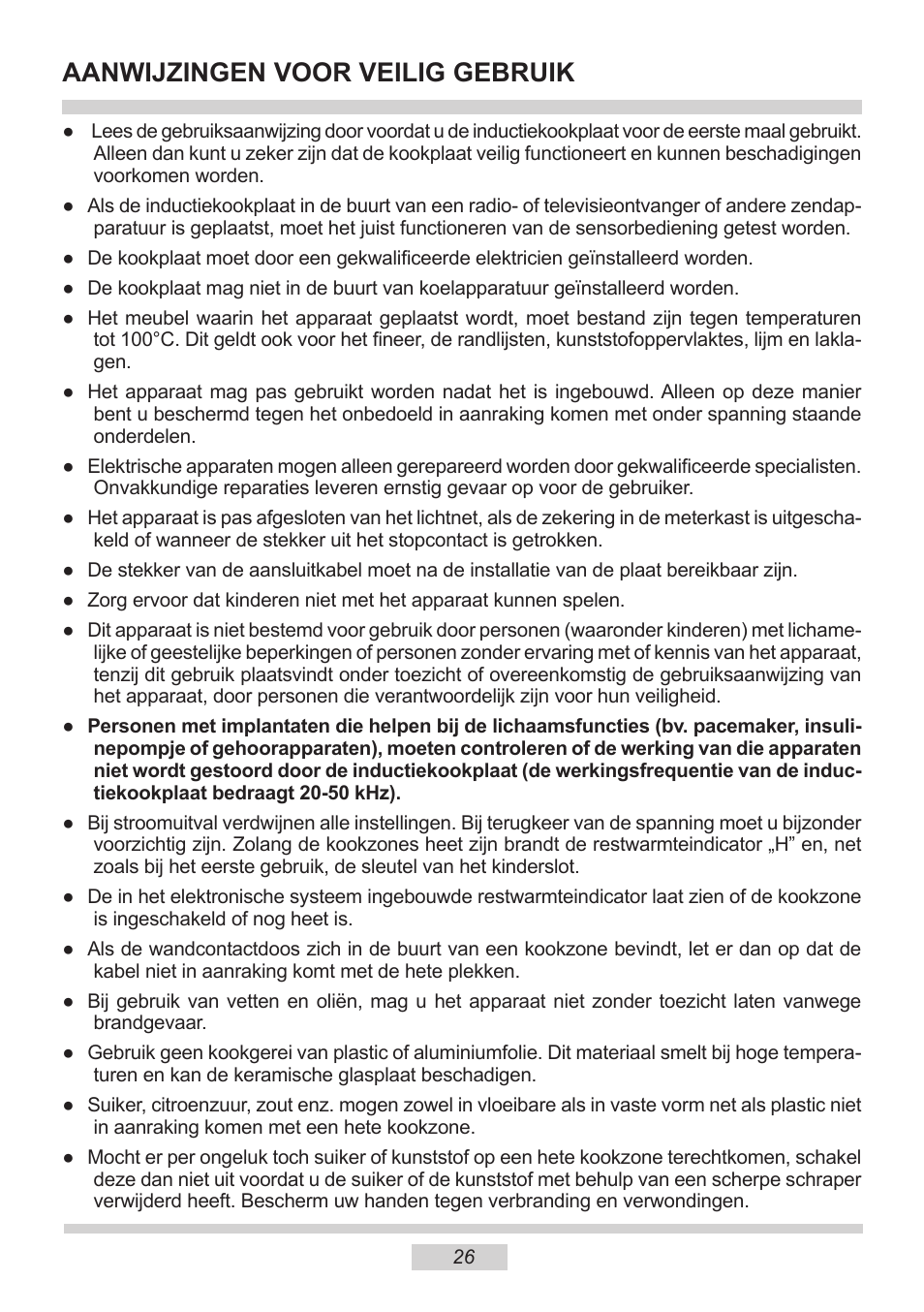 Aanwijzingen voor veilig gebruik | AMICA KMI 13298 C EN User Manual | Page 26 / 48