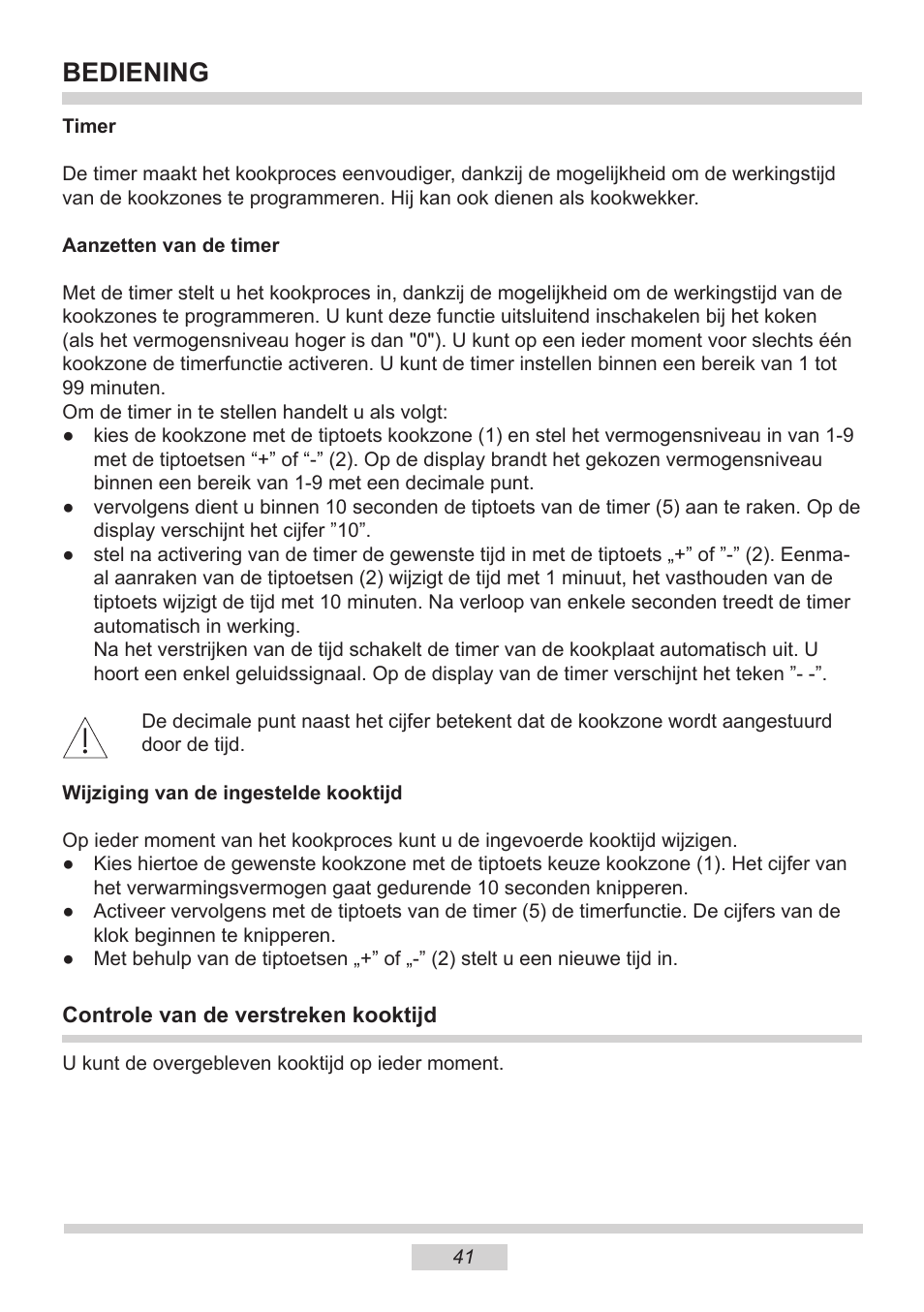 Bediening | AMICA KMI 13298 C EN User Manual | Page 41 / 48